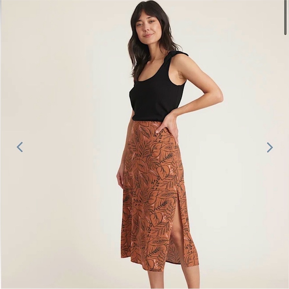Marine Layer Ryan Midi Slip Skirt in Sierra Foliage - size 6